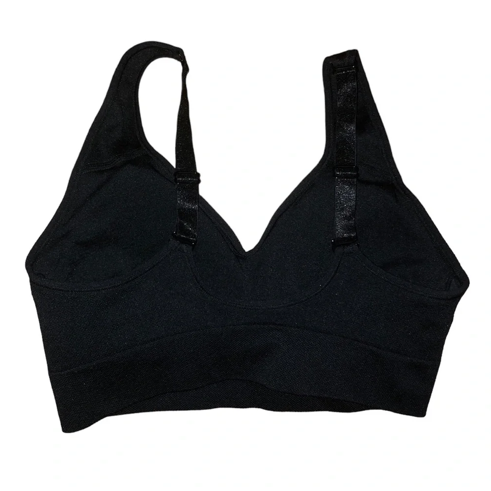 Puma black v neck sports bra, Small - Picture 2 of 4
